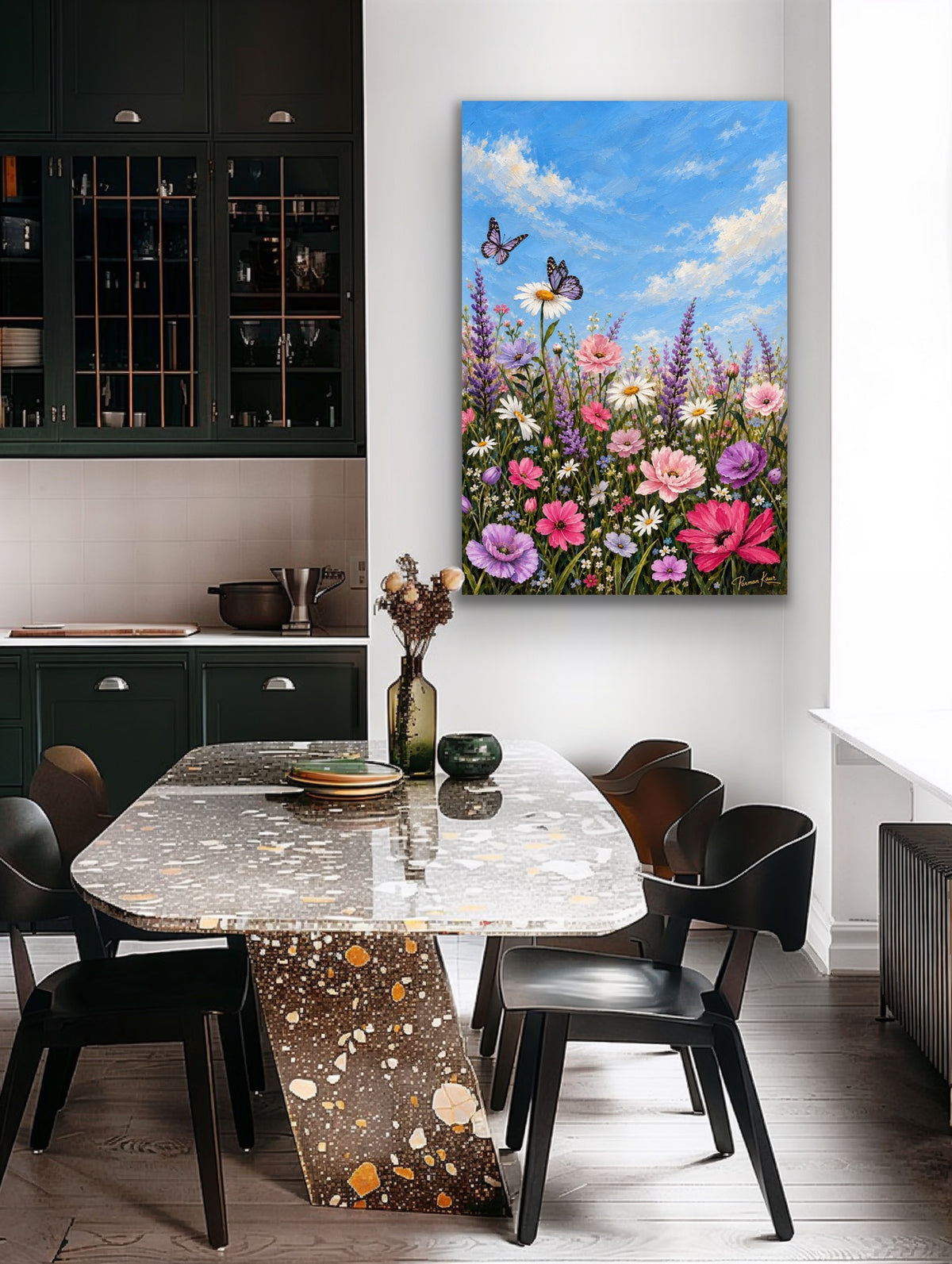 Blooming Meadow Floral Art Print | Butterfly & Wildflower Wall Art