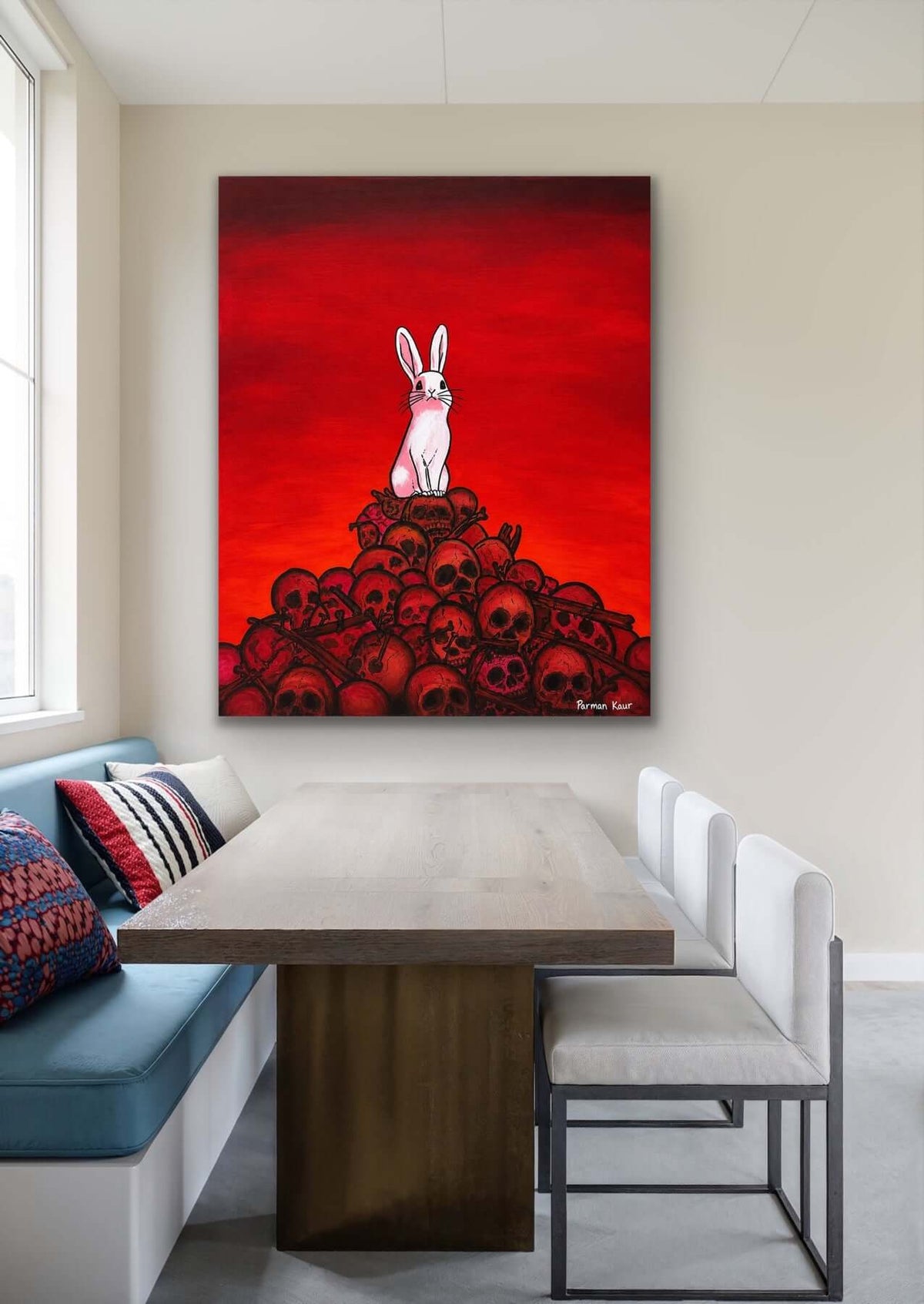 The Rabbit Among Skulls Art Print | Dark Contemporary Art