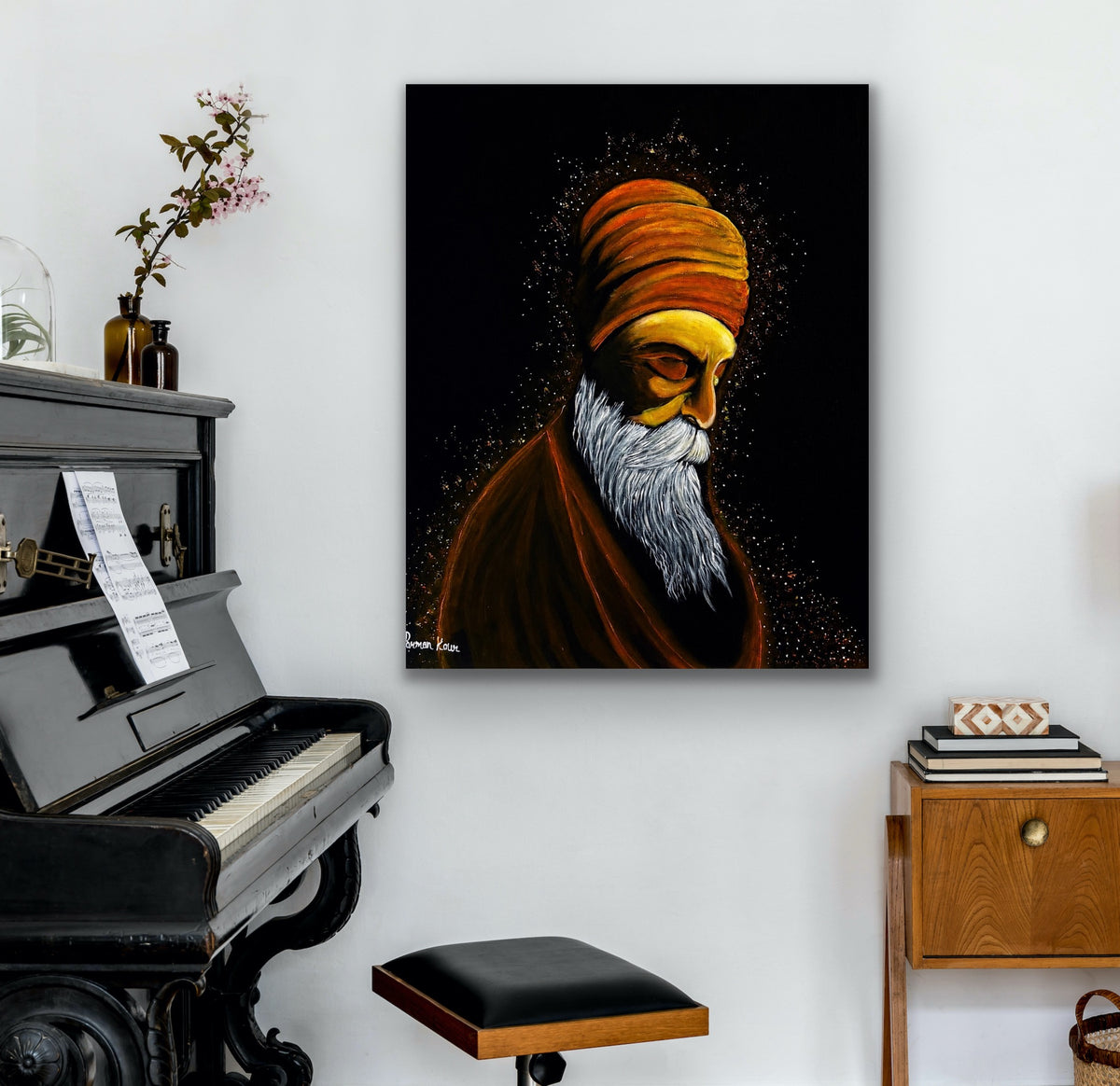 Sikh Heritage Fine Art Print | Traditional Sikh Portrait | Spiritual Wall Art | Punjabi Art Print / Acrylic Hand Made Art