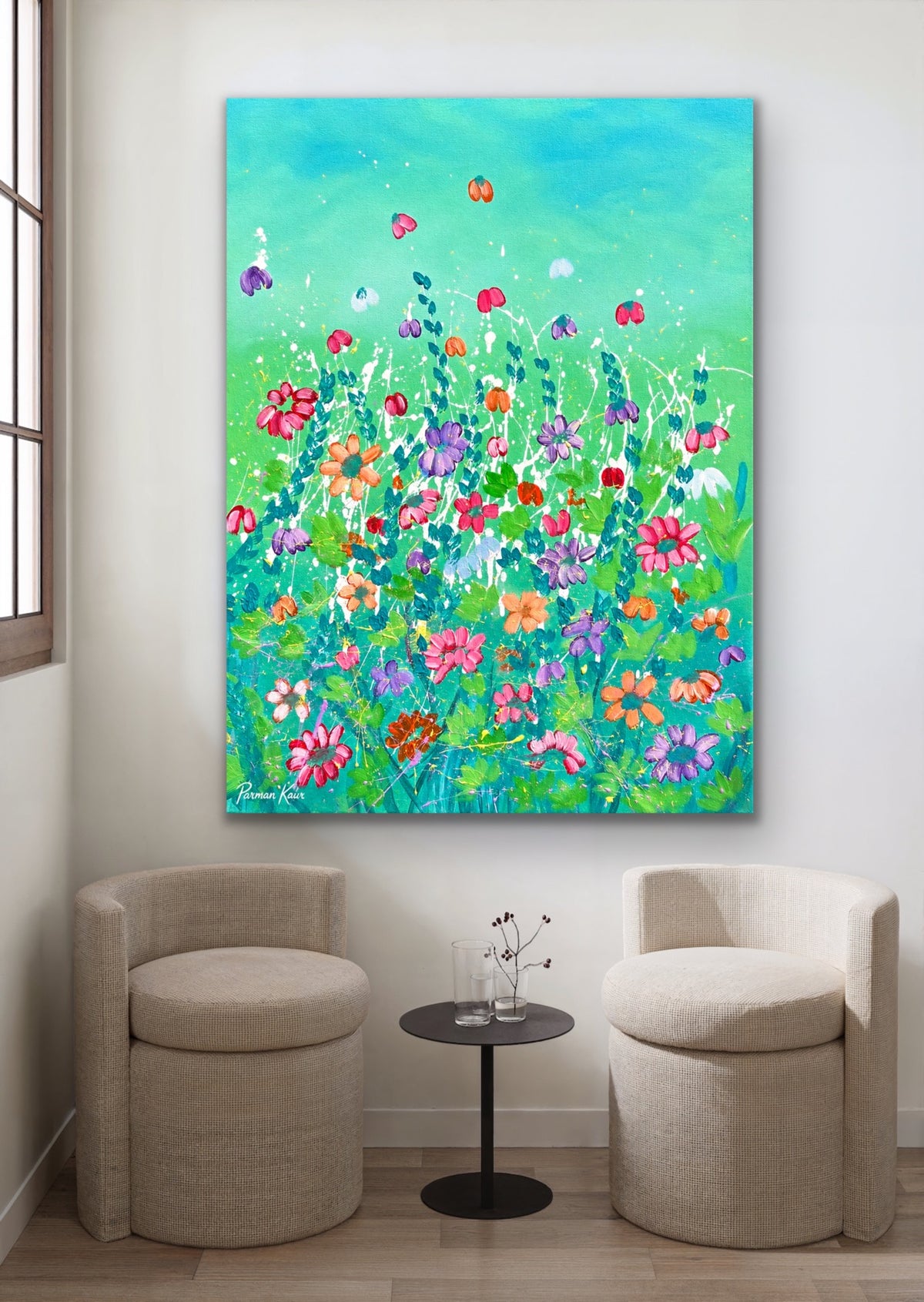 🌸 “Colors in Bloom – Contemporary Floral Fine Art Print by Parman Kaur