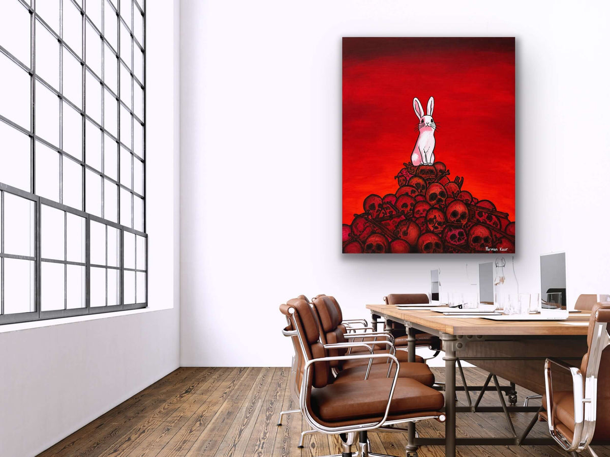 The Rabbit Among Skulls Art Print | Dark Contemporary Art