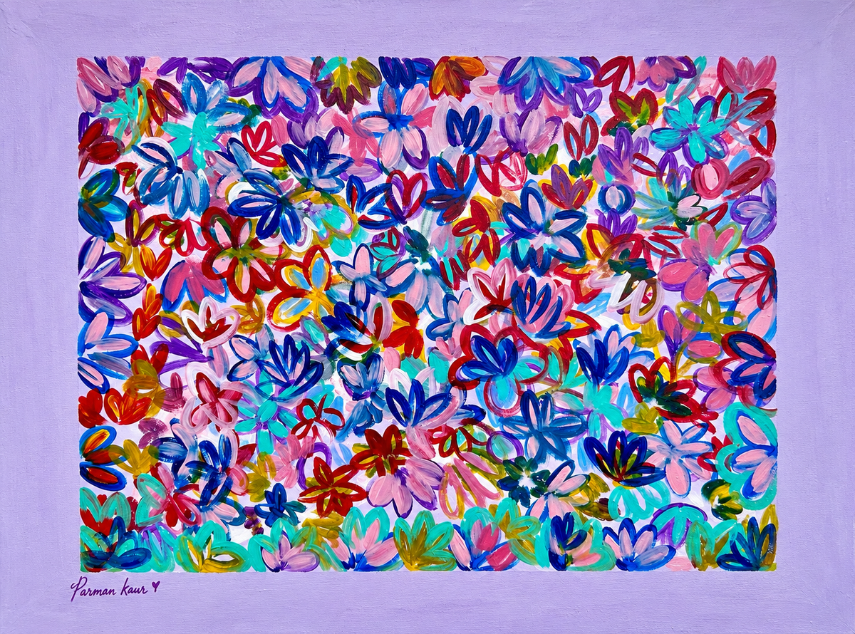 Colorful Floral Garden Art Print | Vibrant Abstract Flower Wall Art | Modern Botanical Print | Parman Kaur Artwork