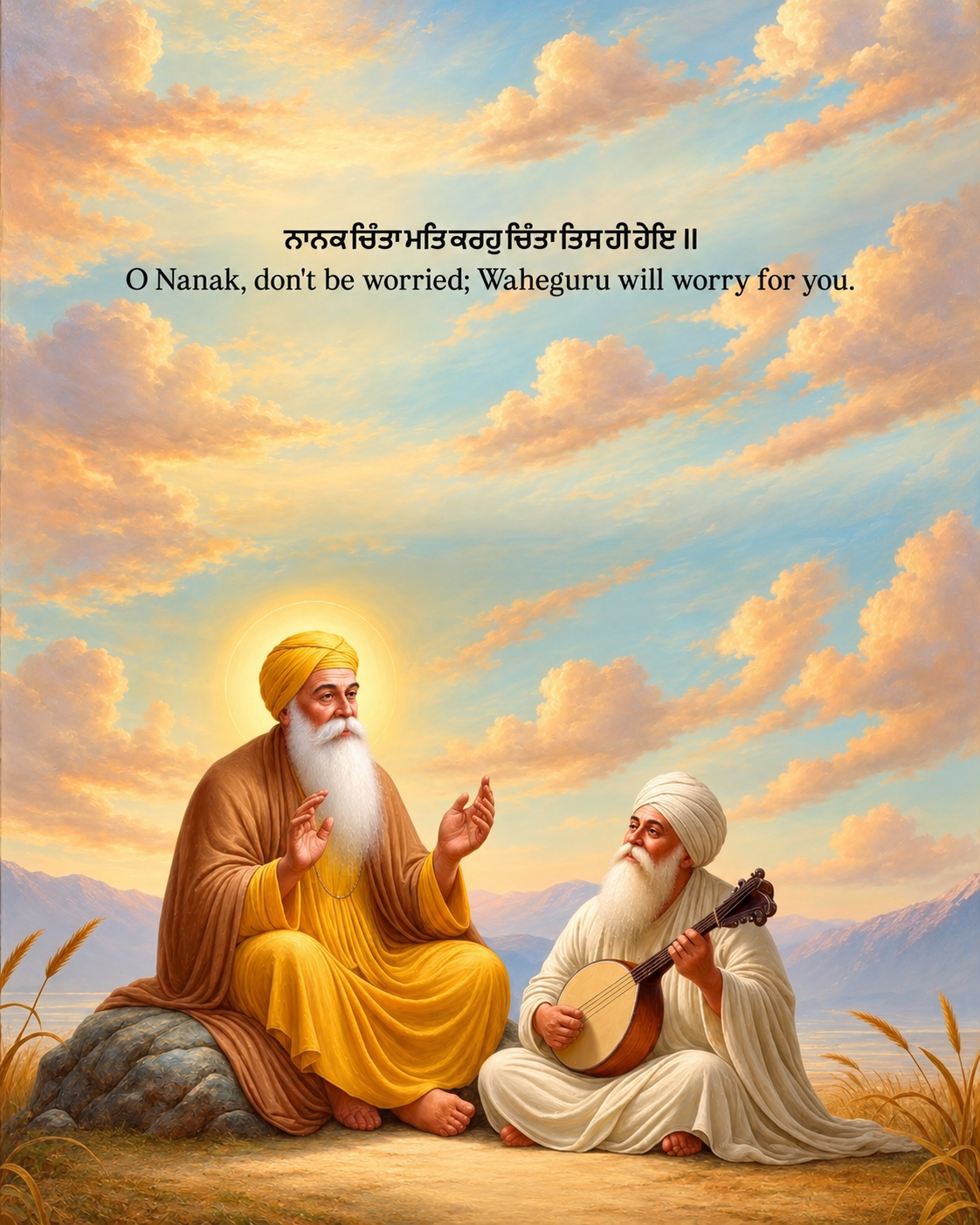 Guru Nanak Dev Ji – “Do Not Worry, Waheguru Will Worry for You” | Sikh Spiritual Fine Art Print