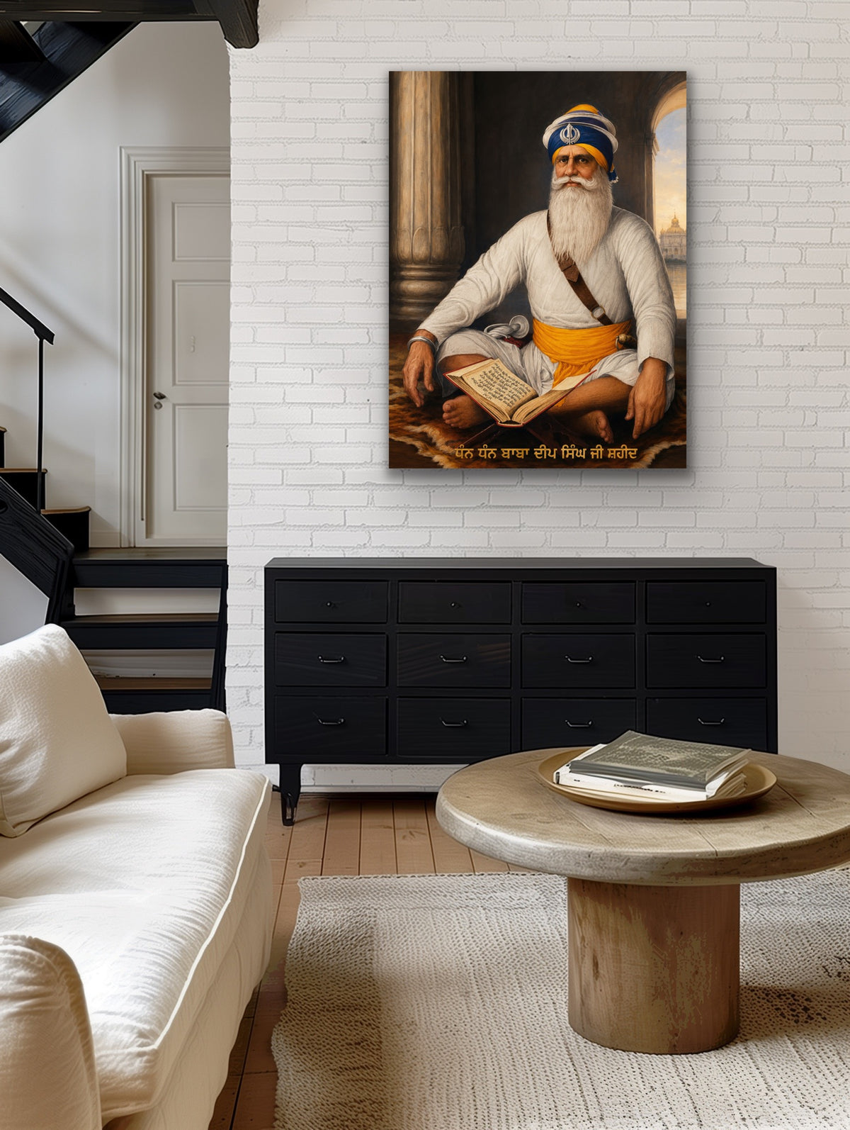 Baba Deep Singh Ji Sikh Art Print, Fine Art Painting, Sikh Wall Decor, Punjabi Spiritual Artwork