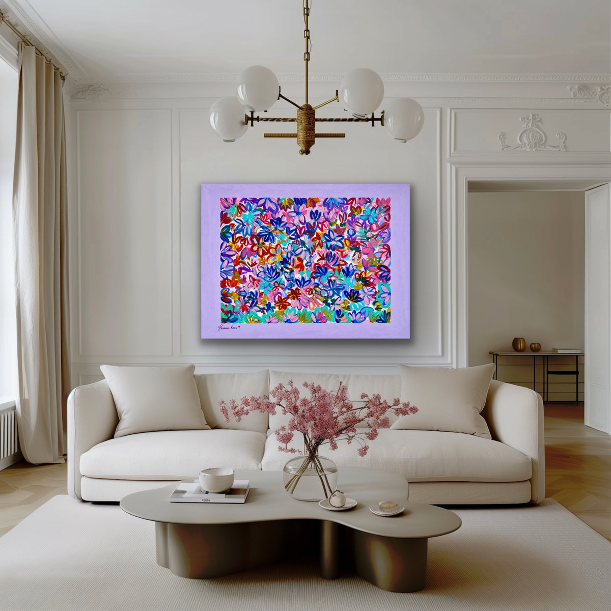 Colorful Floral Garden Art Print | Vibrant Abstract Flower Wall Art | Modern Botanical Print | Parman Kaur Artwork
