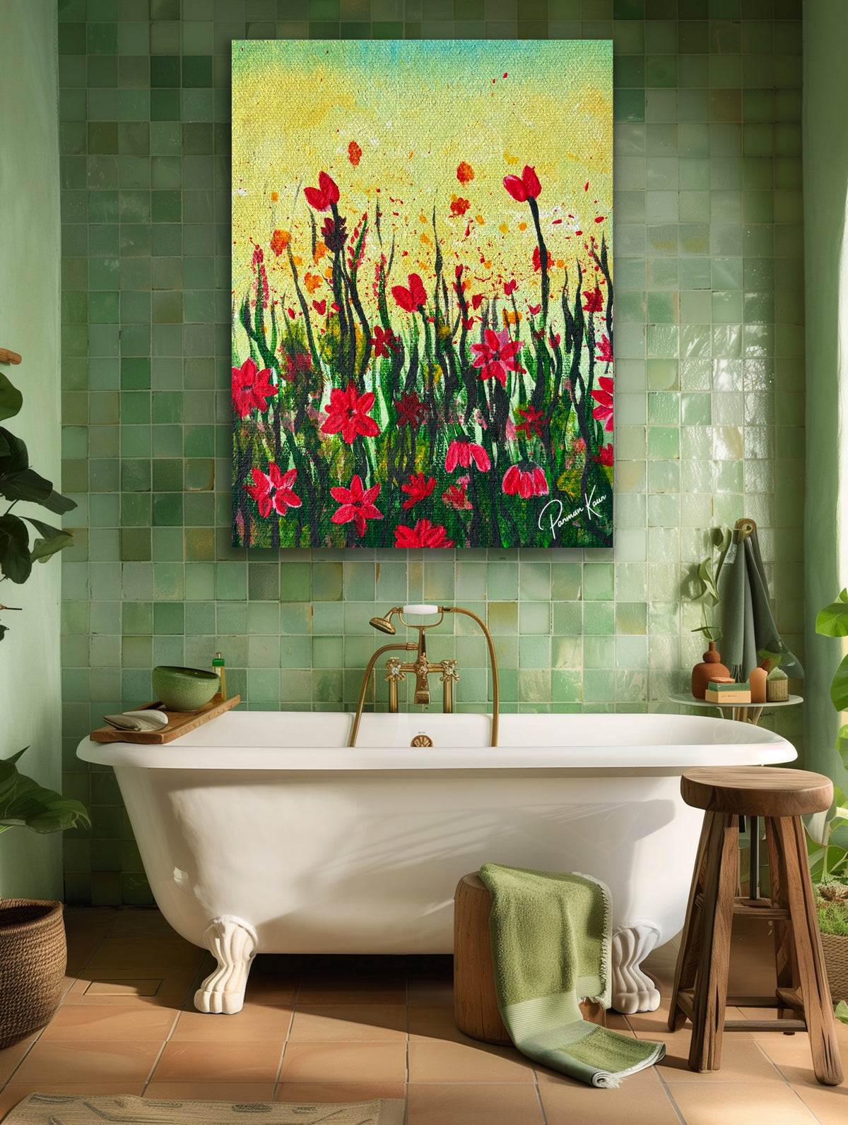 Blooming Poppies Fine Art Floral PrintAcrylic Hand made Art