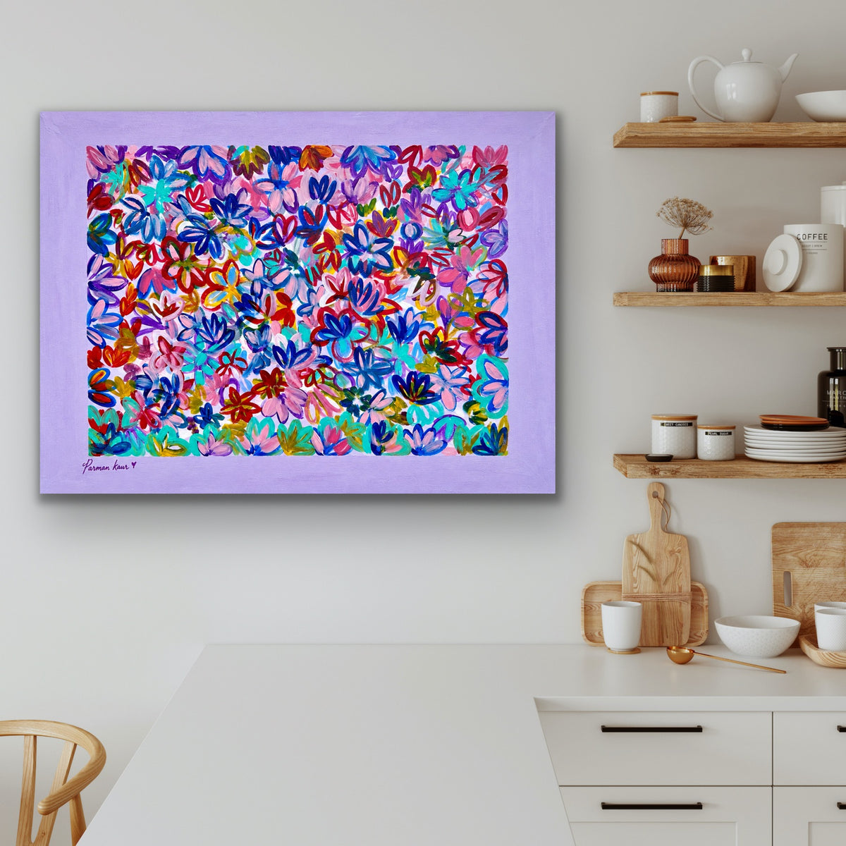 Colorful Floral Garden Art Print | Vibrant Abstract Flower Wall Art | Modern Botanical Print | Parman Kaur Artwork