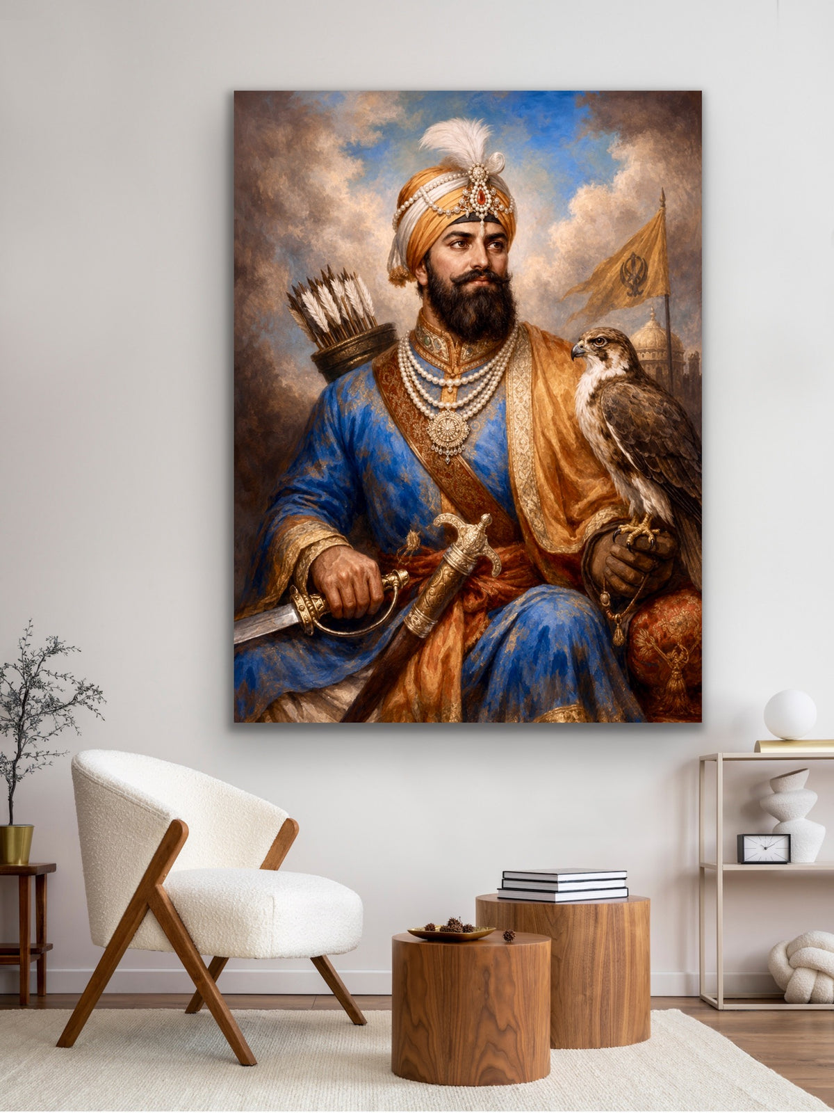 Sikh Warrior with Falcon Fine Art Portrait
