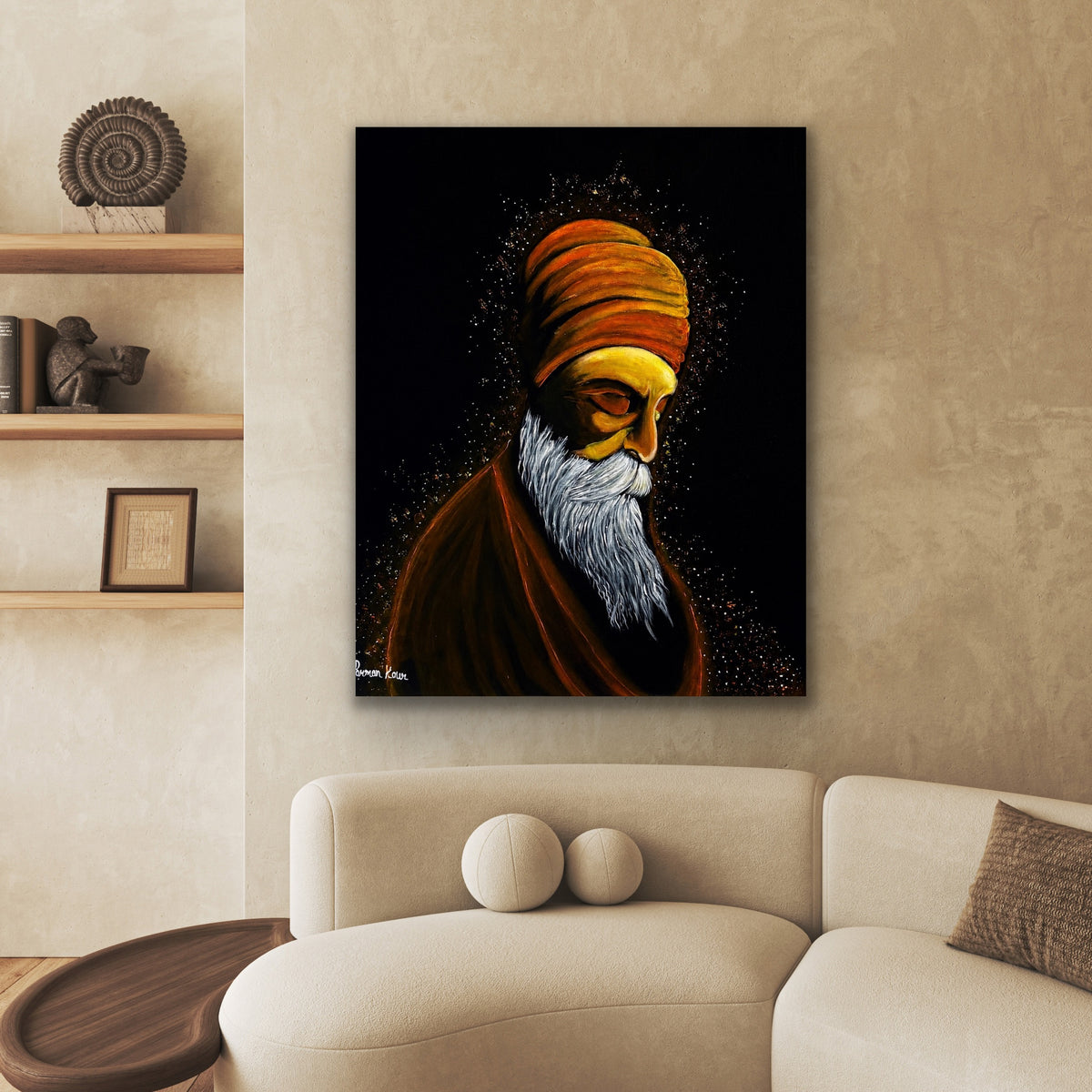 Sikh Heritage Fine Art Print | Traditional Sikh Portrait | Spiritual Wall Art | Punjabi Art Print / Acrylic Hand Made Art