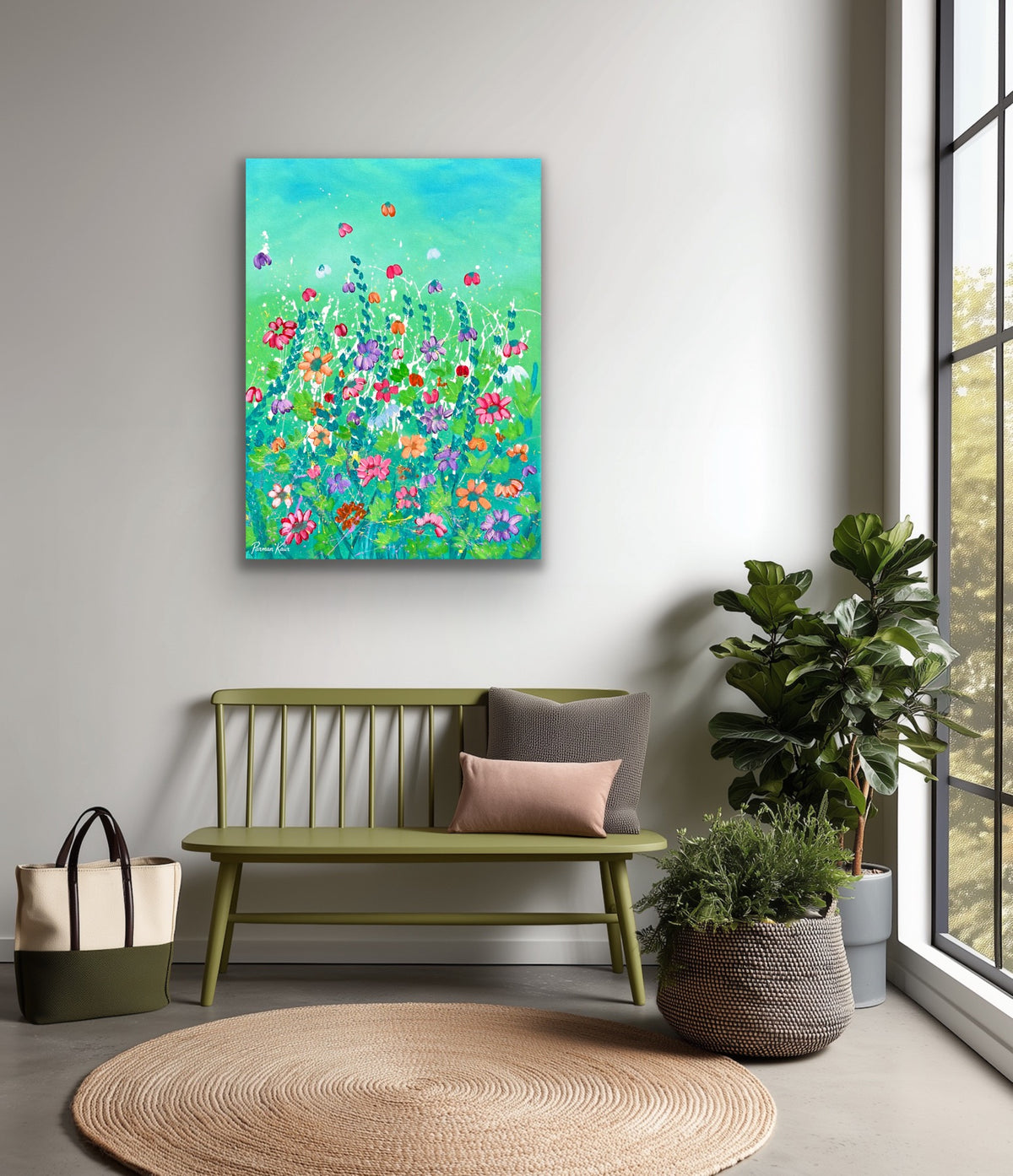 🌸 “Colors in Bloom – Contemporary Floral Fine Art Print by Parman Kaur