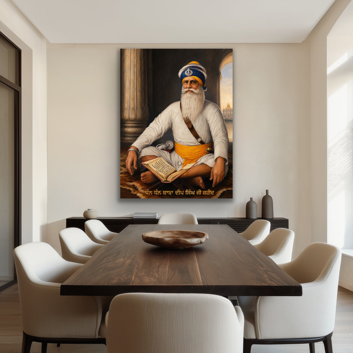 Baba Deep Singh Ji Sikh Art Print, Fine Art Painting, Sikh Wall Decor, Punjabi Spiritual Artwork