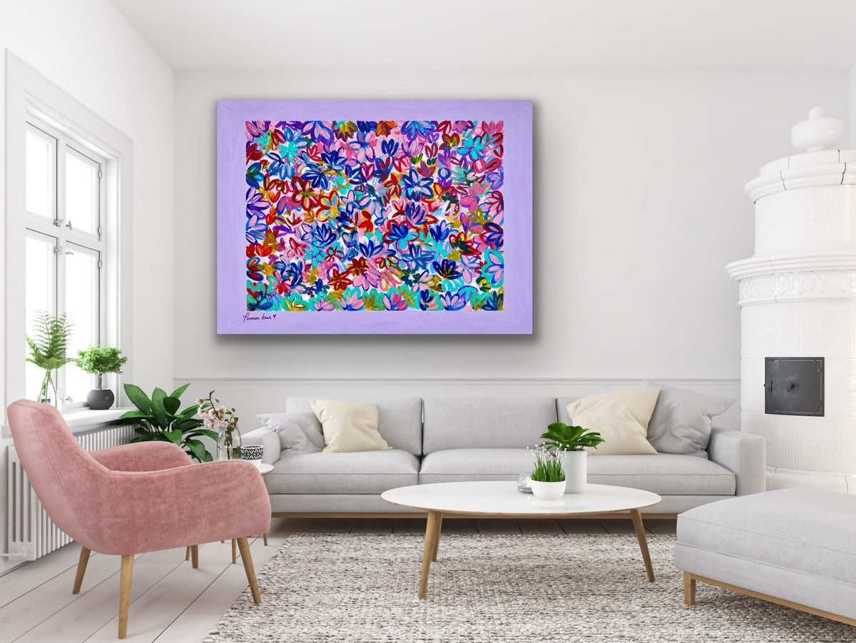 Colorful Floral Garden Art Print | Vibrant Abstract Flower Wall Art | Modern Botanical Print | Parman Kaur Artwork