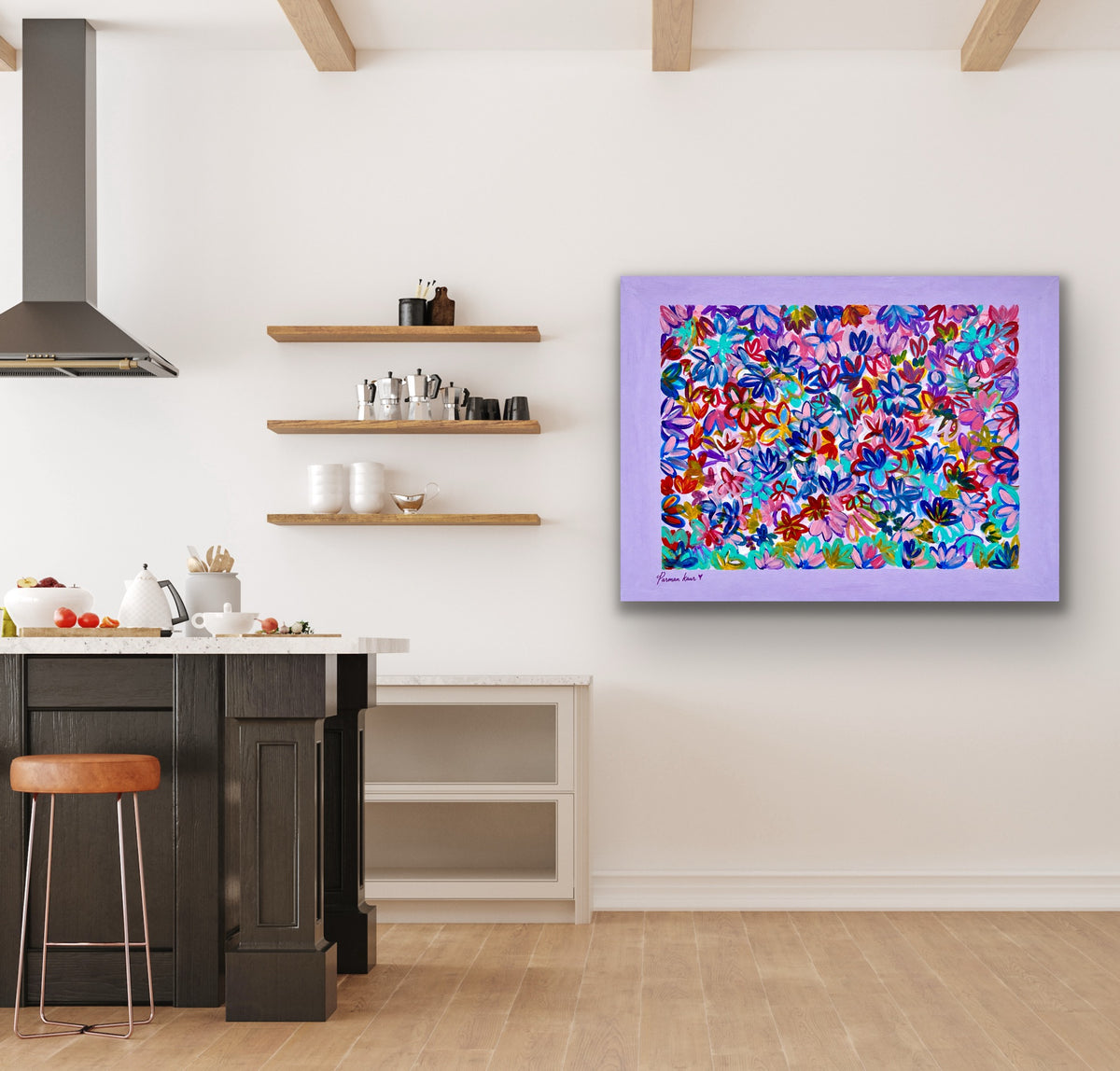 Colorful Floral Garden Art Print | Vibrant Abstract Flower Wall Art | Modern Botanical Print | Parman Kaur Artwork