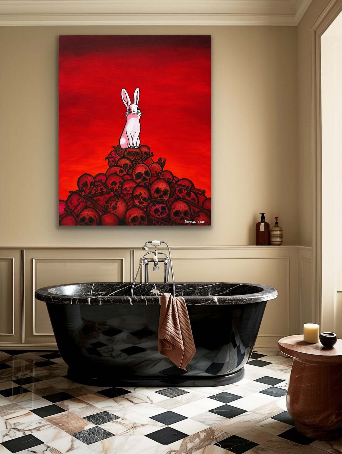 The Rabbit Among Skulls Art Print | Dark Contemporary Art
