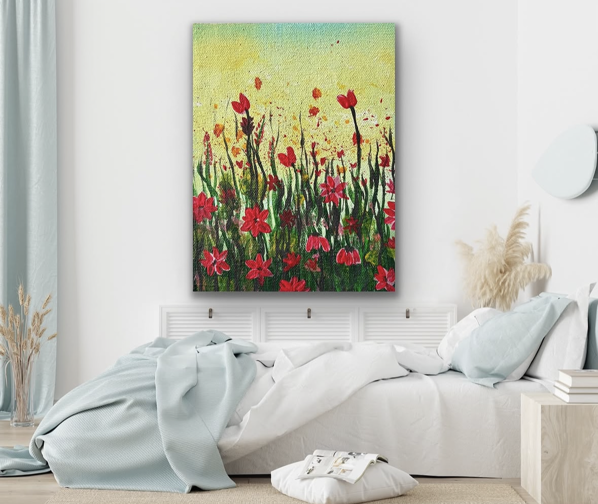 Blooming Poppies Fine Art Floral PrintAcrylic Hand made Art