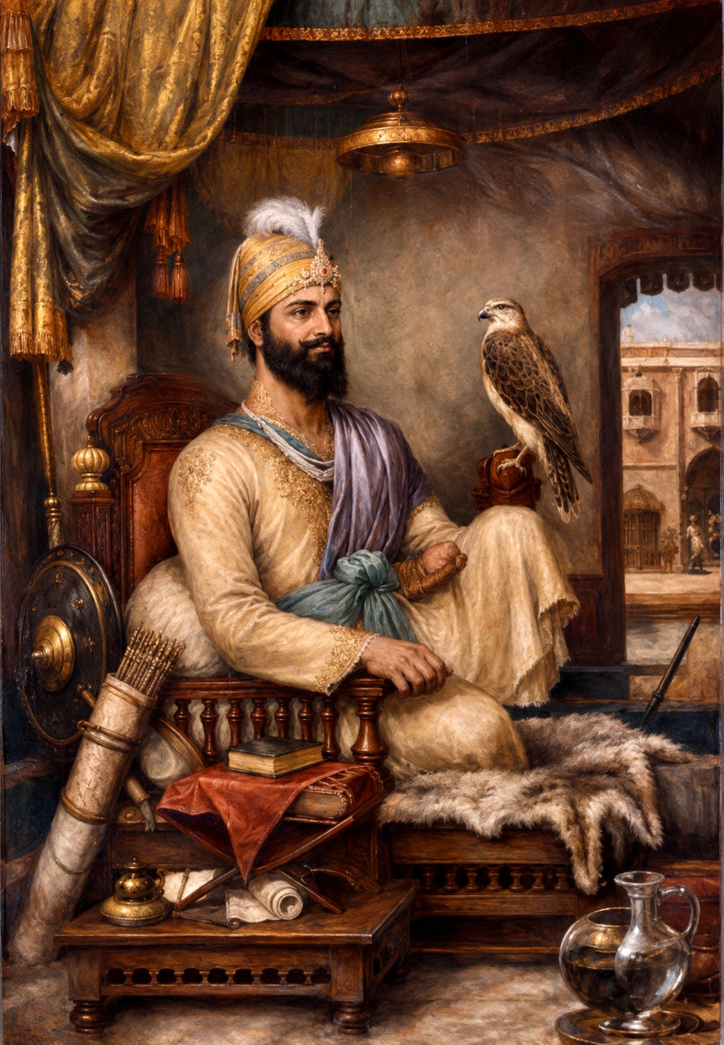 Guru Gobind Singh Ji Fine Art Print – Sikh Spiritual Wall Art – Sikh Heritage Artwork