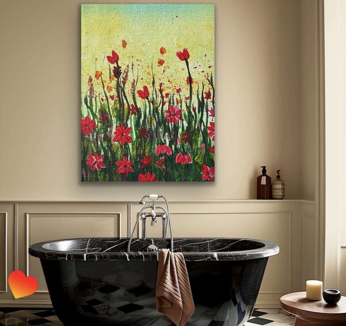 Blooming Poppies Fine Art Floral PrintAcrylic Hand made Art
