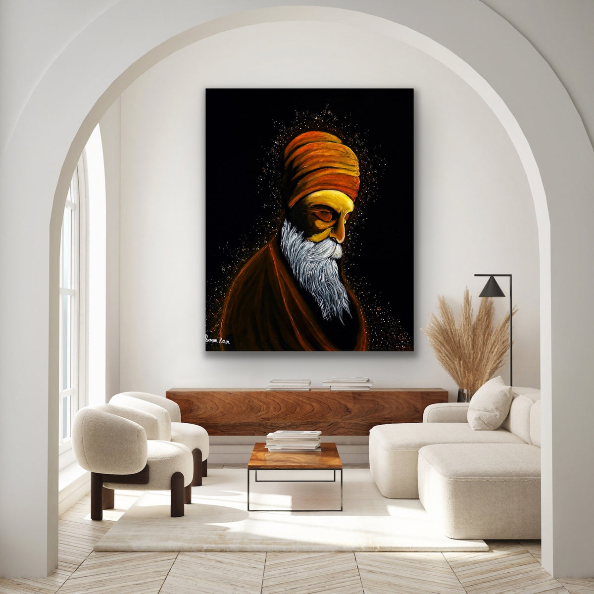 Sikh Heritage Fine Art Print | Traditional Sikh Portrait | Spiritual Wall Art | Punjabi Art Print / Acrylic Hand Made Art