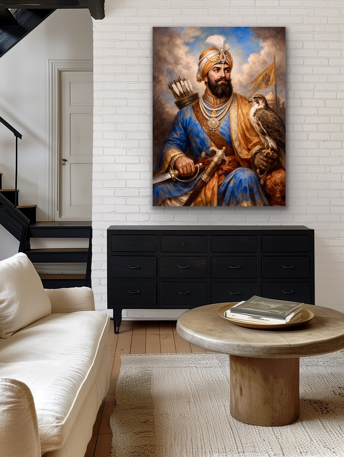 Sikh Warrior with Falcon Fine Art Portrait