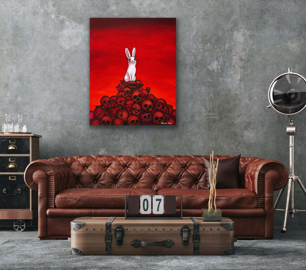 The Rabbit Among Skulls Art Print | Dark Contemporary Art