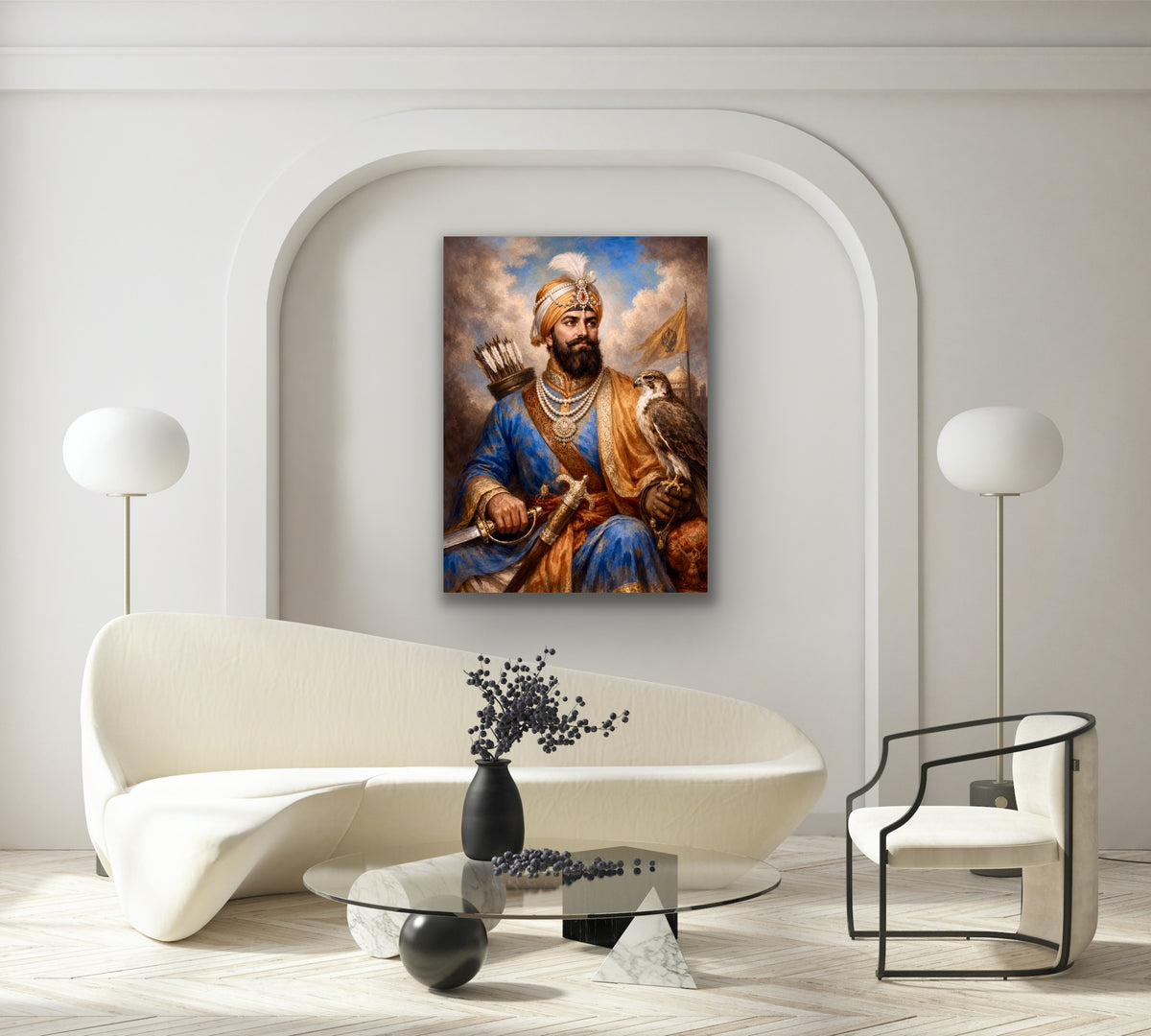 Sikh Warrior with Falcon Fine Art Portrait