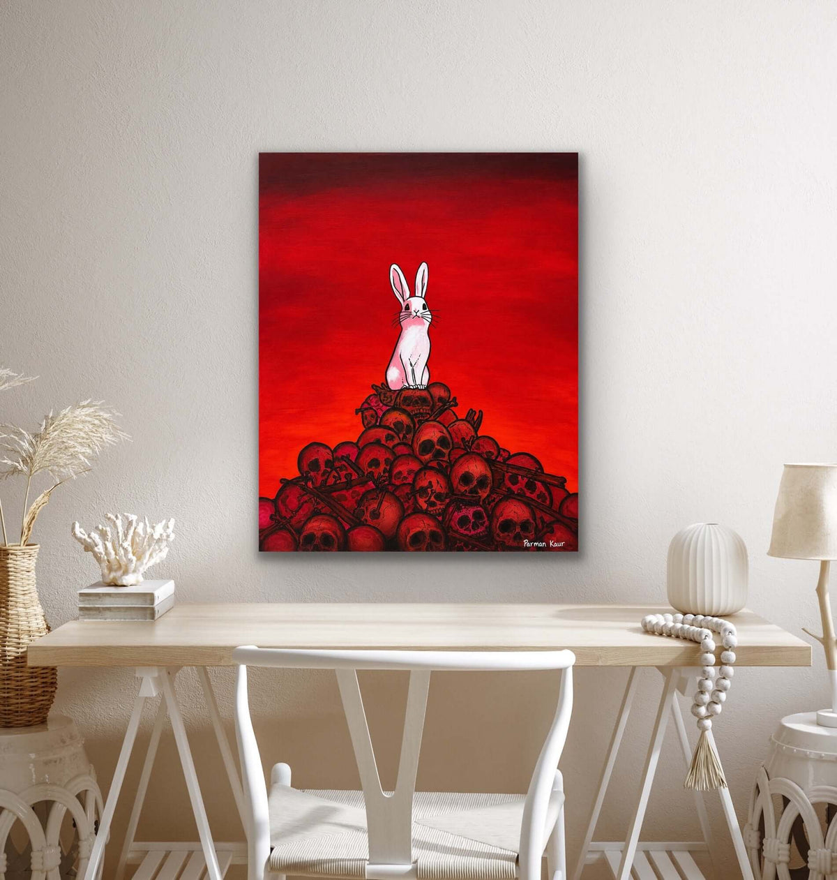 The Rabbit Among Skulls Art Print | Dark Contemporary Art