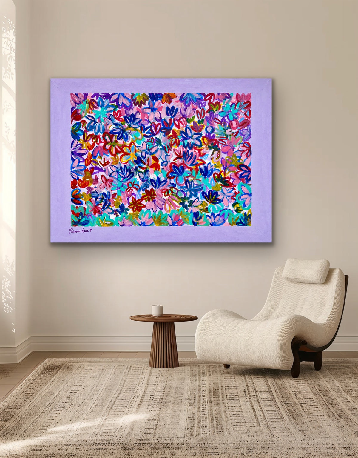 Colorful Floral Garden Art Print | Vibrant Abstract Flower Wall Art | Modern Botanical Print | Parman Kaur Artwork