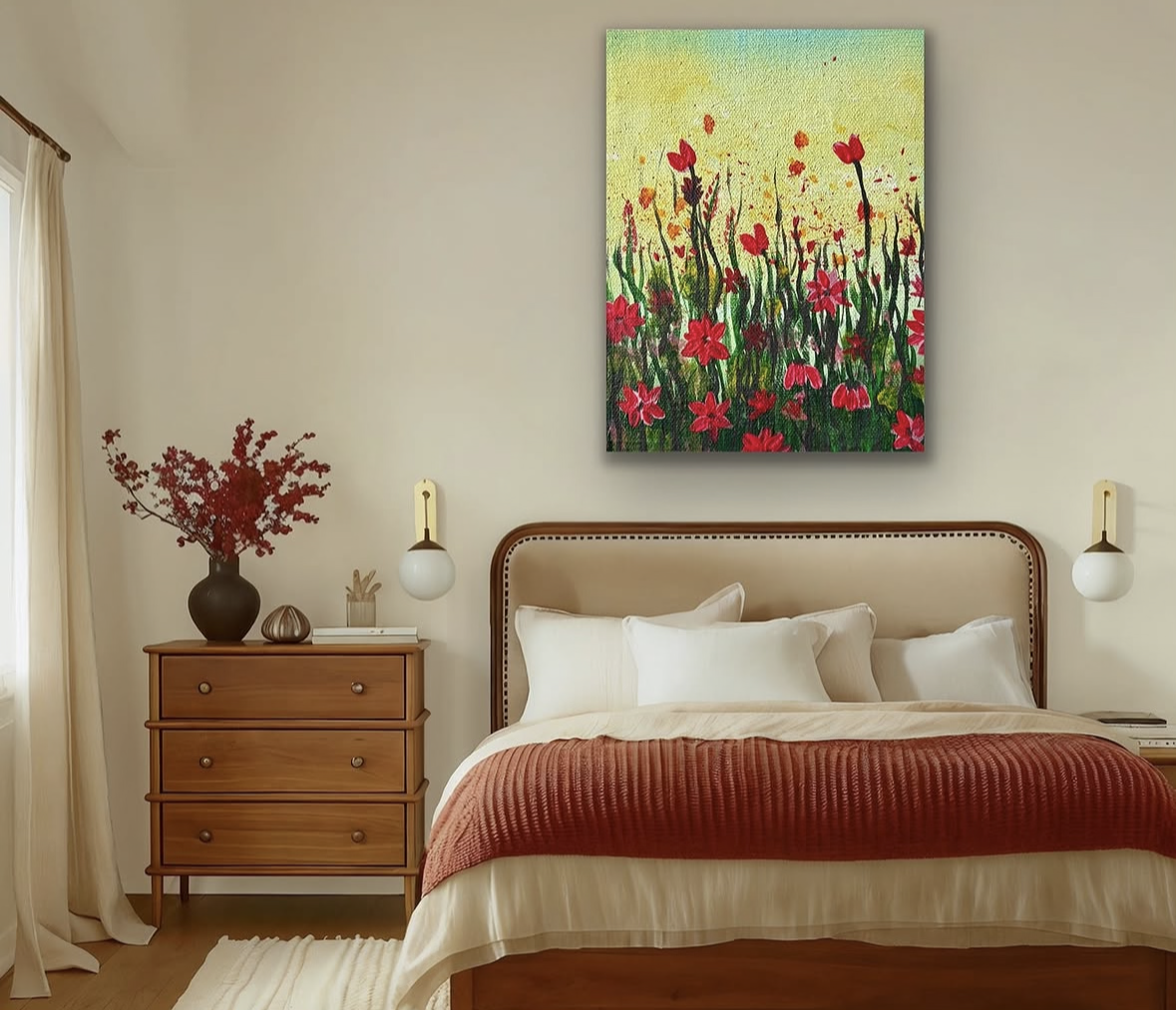 Blooming Poppies Fine Art Floral PrintAcrylic Hand made Art