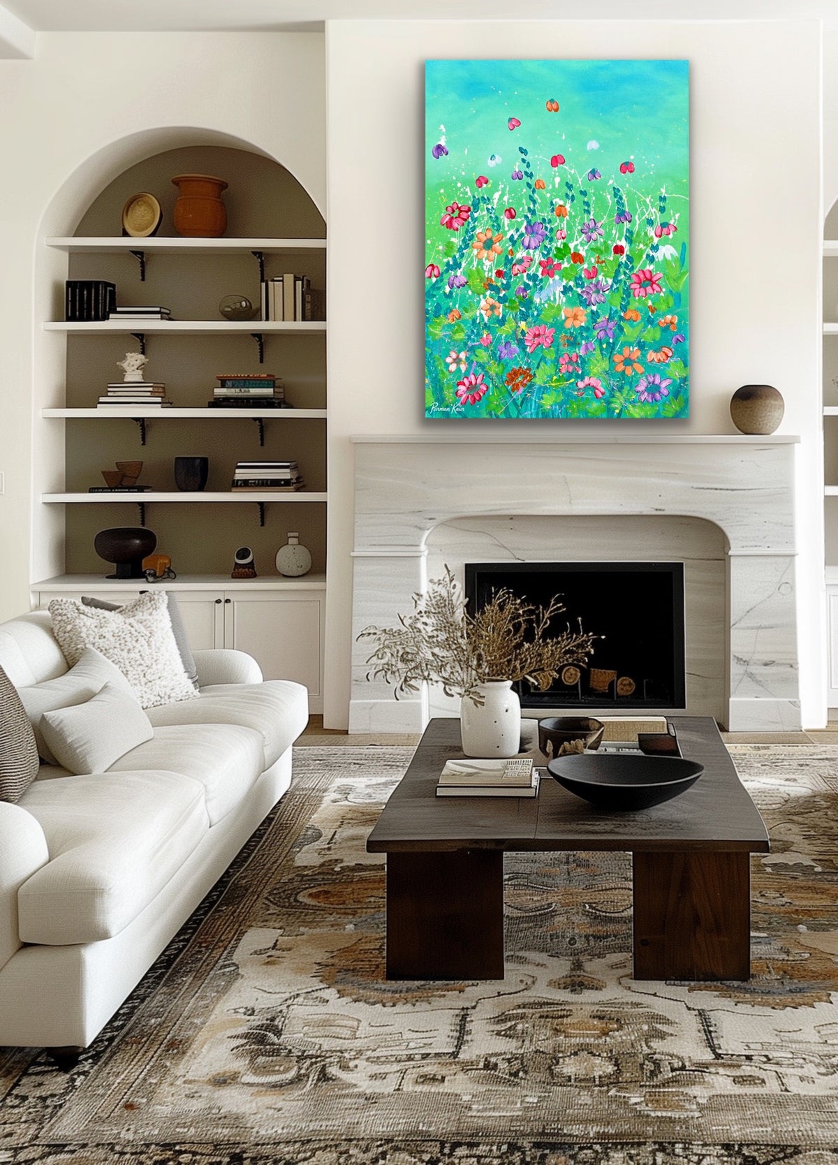 🌸 “Colors in Bloom – Contemporary Floral Fine Art Print by Parman Kaur