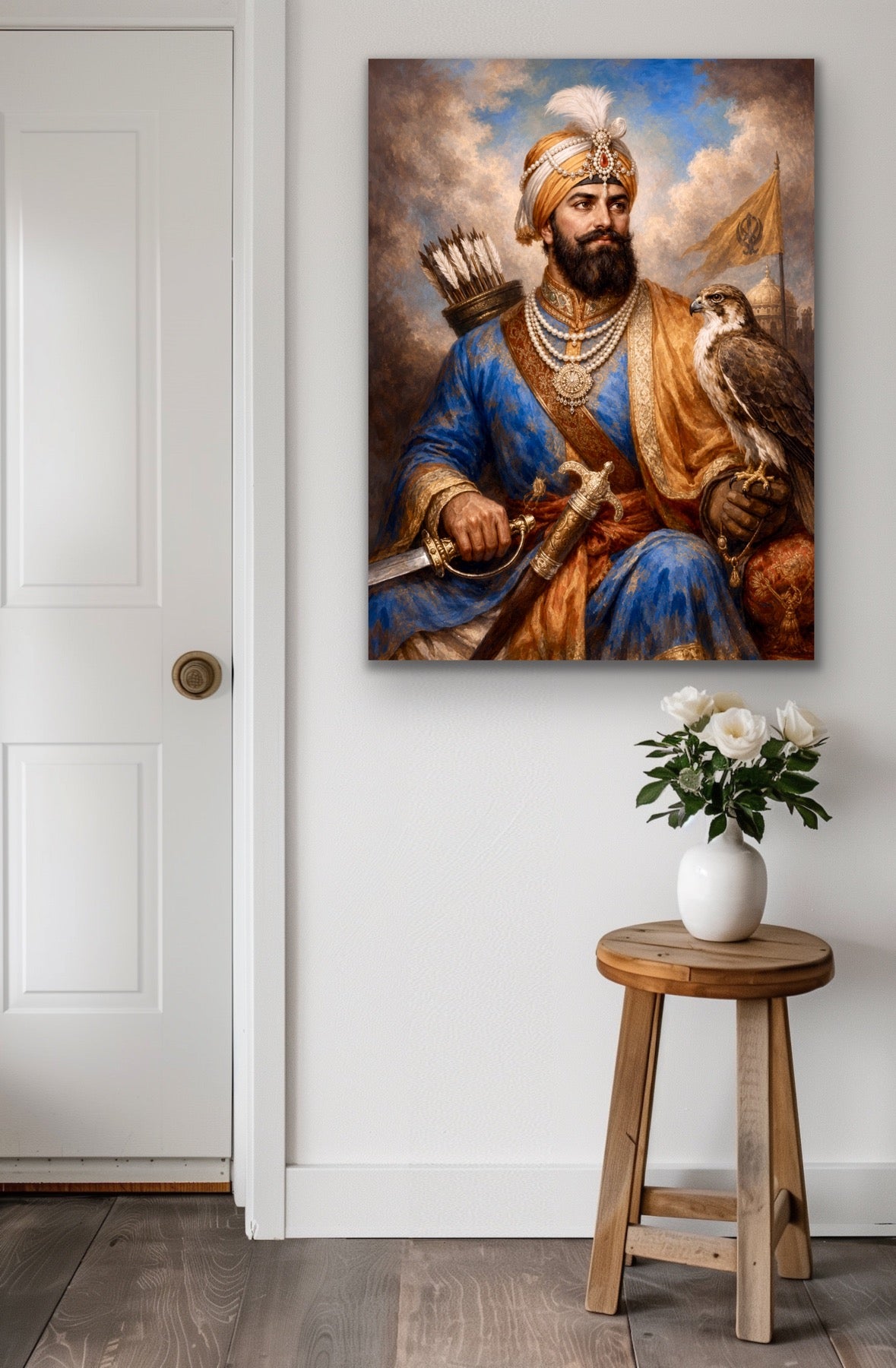 Sikh Warrior with Falcon Fine Art Portrait