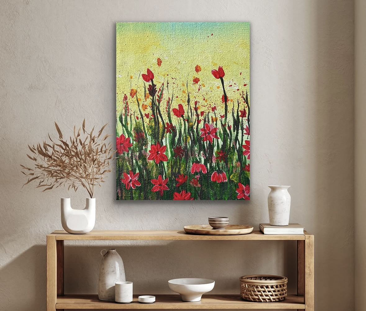 Blooming Poppies Fine Art Floral PrintAcrylic Hand made Art